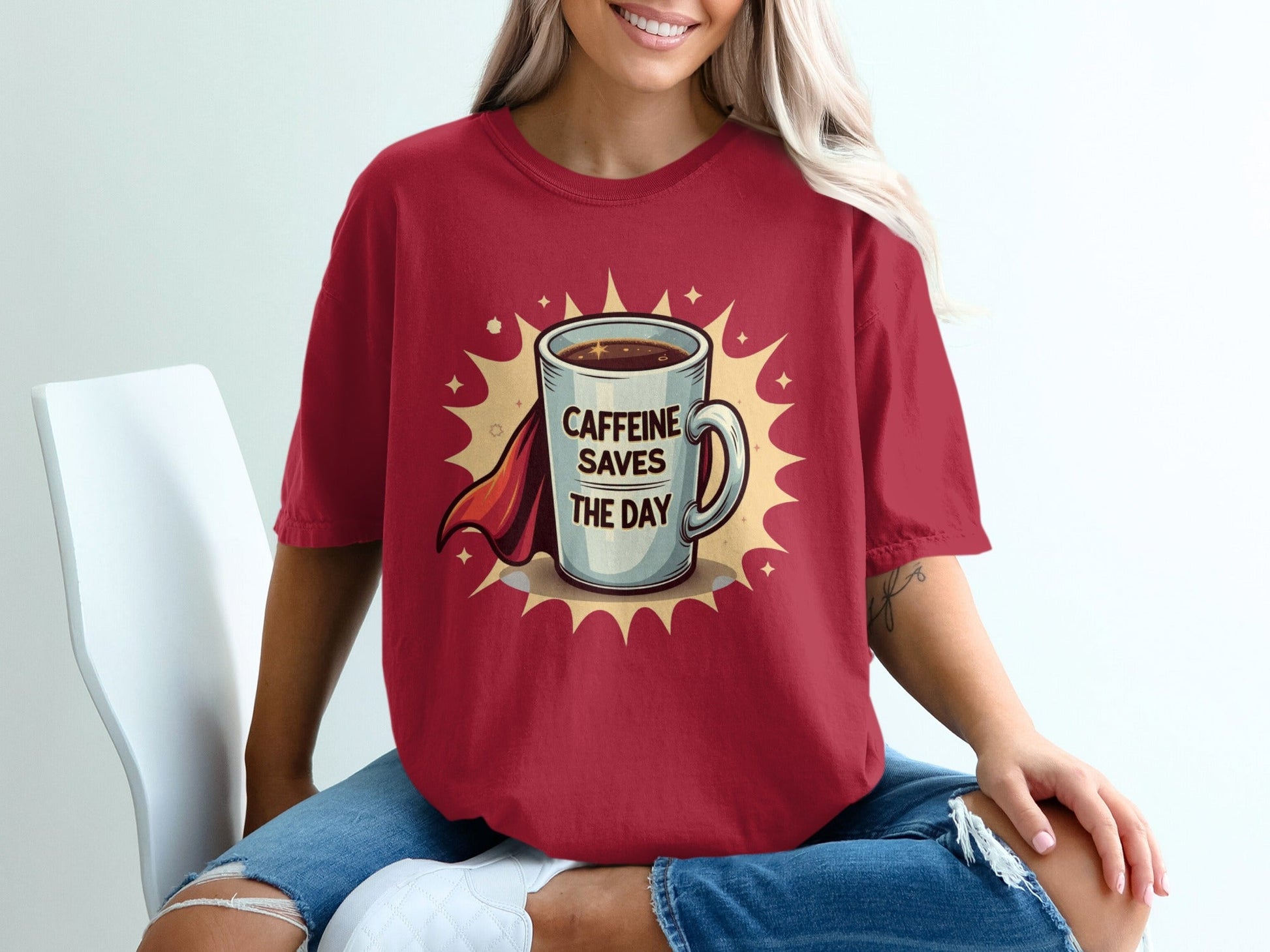 Caffeine Saves The Day With A Super Cup T-Shirt - IconVexa