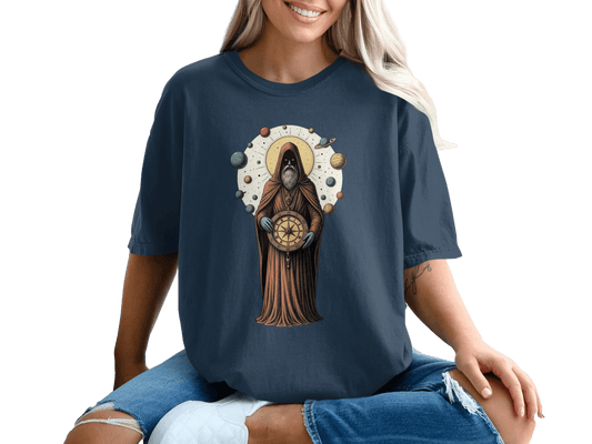 Celestial Guide With Planets Art Illustration T-Shirt - IconVexa