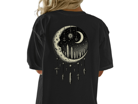 Celestial Moon Dreamcatcher T-Shirt, Mystical T Shirt, Witchy Shirt, Occult Clothing, Starry Night Tee, Gothic T Shirt, Lunar Phase Shirt - IconVexa