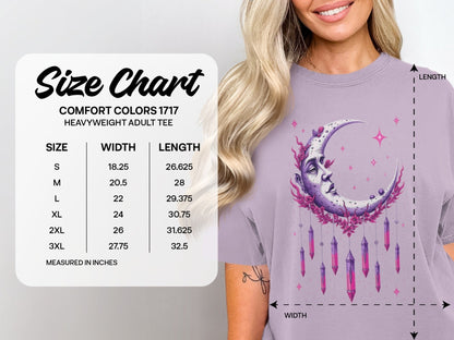 Celestial Moon Woman With Crystals Mystical Night Sky T-Shirt - IconVexa