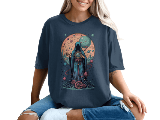 Celestial Navigator Mysterious Figure Graphic Unisex T-Shirt - IconVexa