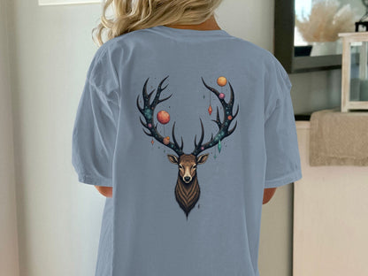 Celestial Stag Adorned With Planets and Stars Graphic T-Shirt - IconVexa