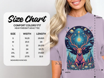 Celestial Stag Among Stars Fantasy World Graphic T-Shirt - IconVexa