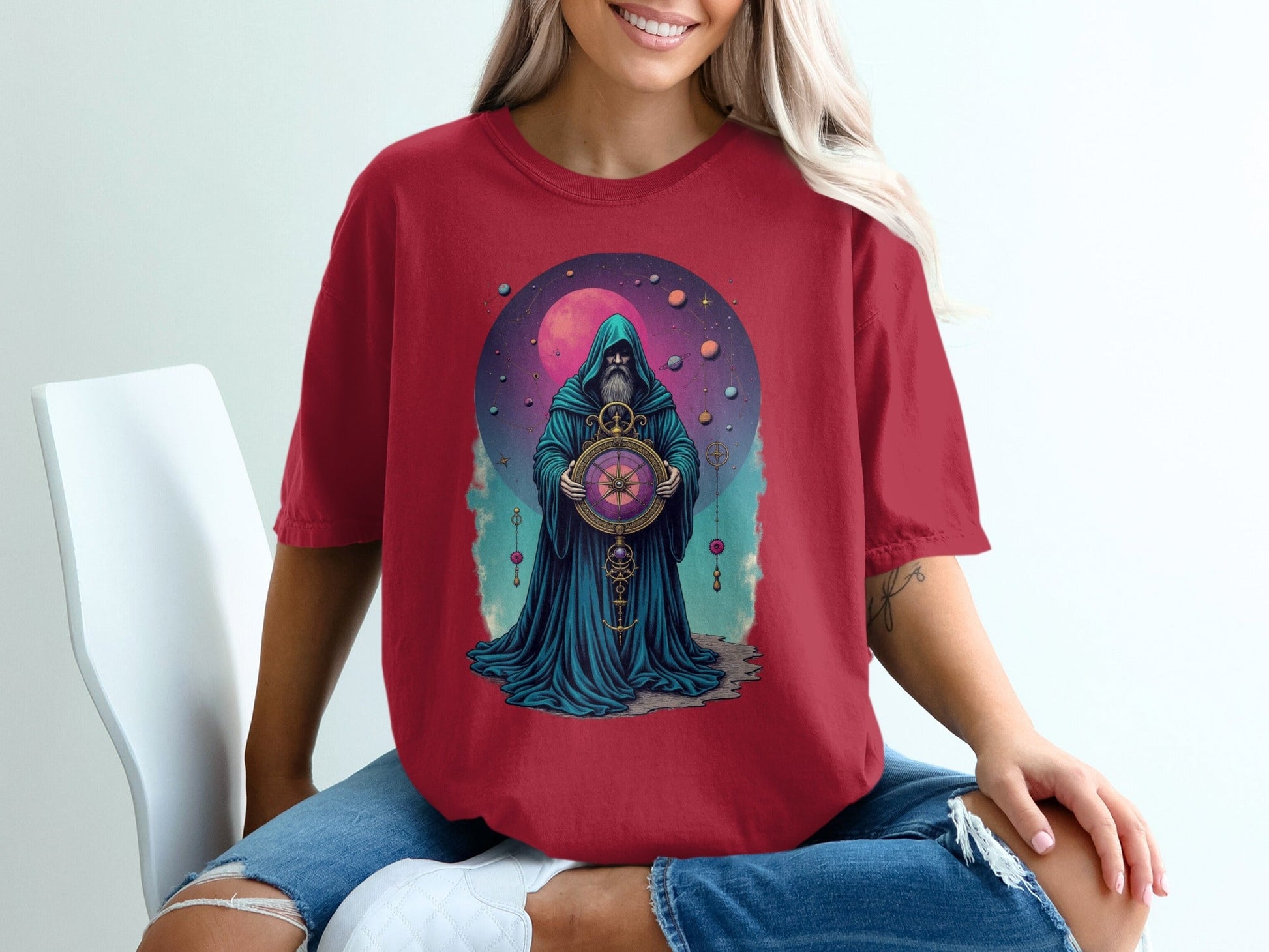 Celestial Wizard Graphic Design Unique Universe T-Shirt - IconVexa