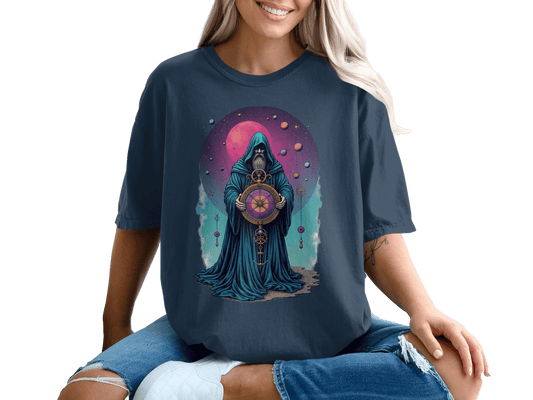 Celestial Wizard Graphic Design Unique Universe T-Shirt - IconVexa