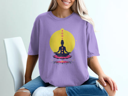 Chakra Meditation Lotus Position Spiritual Inner Peace T-Shirt - IconVexa