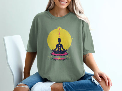 Chakra Meditation Lotus Position Spiritual Inner Peace T-Shirt - IconVexa
