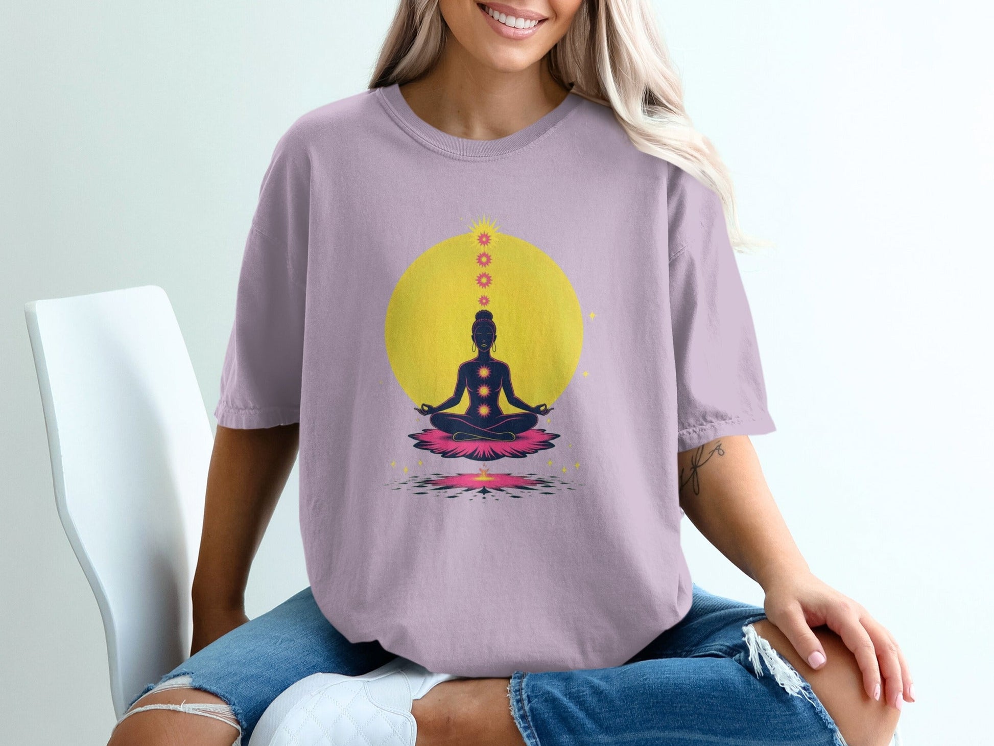 Chakra Meditation Lotus Position Spiritual Inner Peace T-Shirt - IconVexa