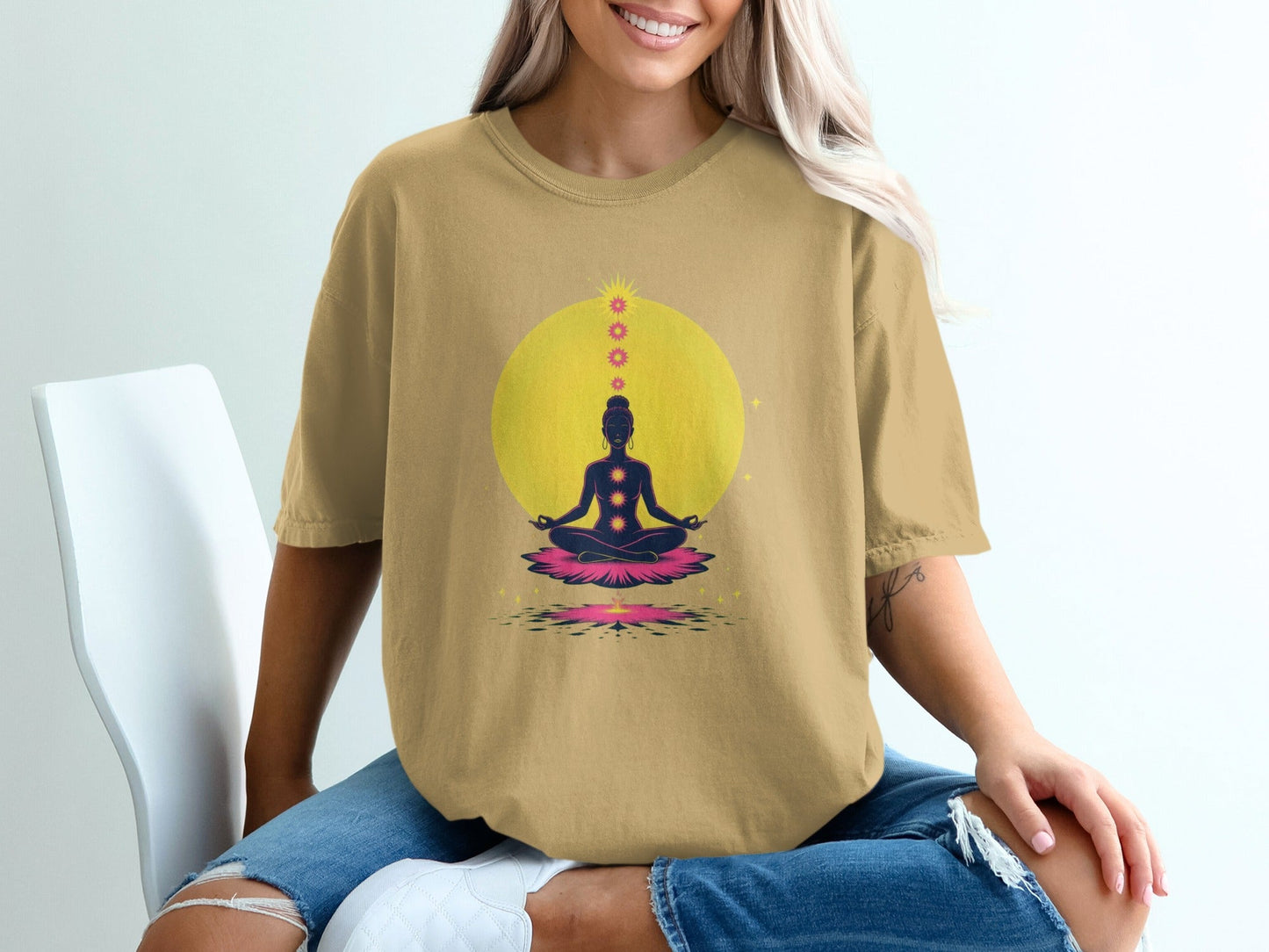 Chakra Meditation Lotus Position Spiritual Inner Peace T-Shirt - IconVexa