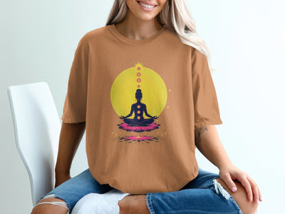 Chakra Meditation Lotus Position Spiritual Inner Peace T-Shirt - IconVexa