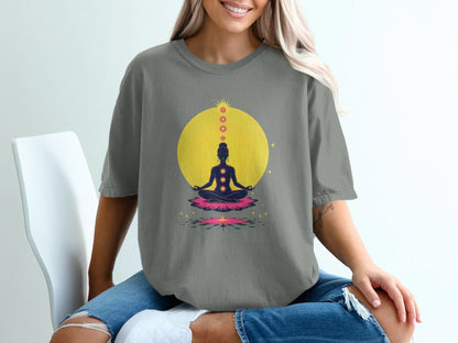 Chakra Meditation Lotus Position Spiritual Inner Peace T-Shirt - IconVexa