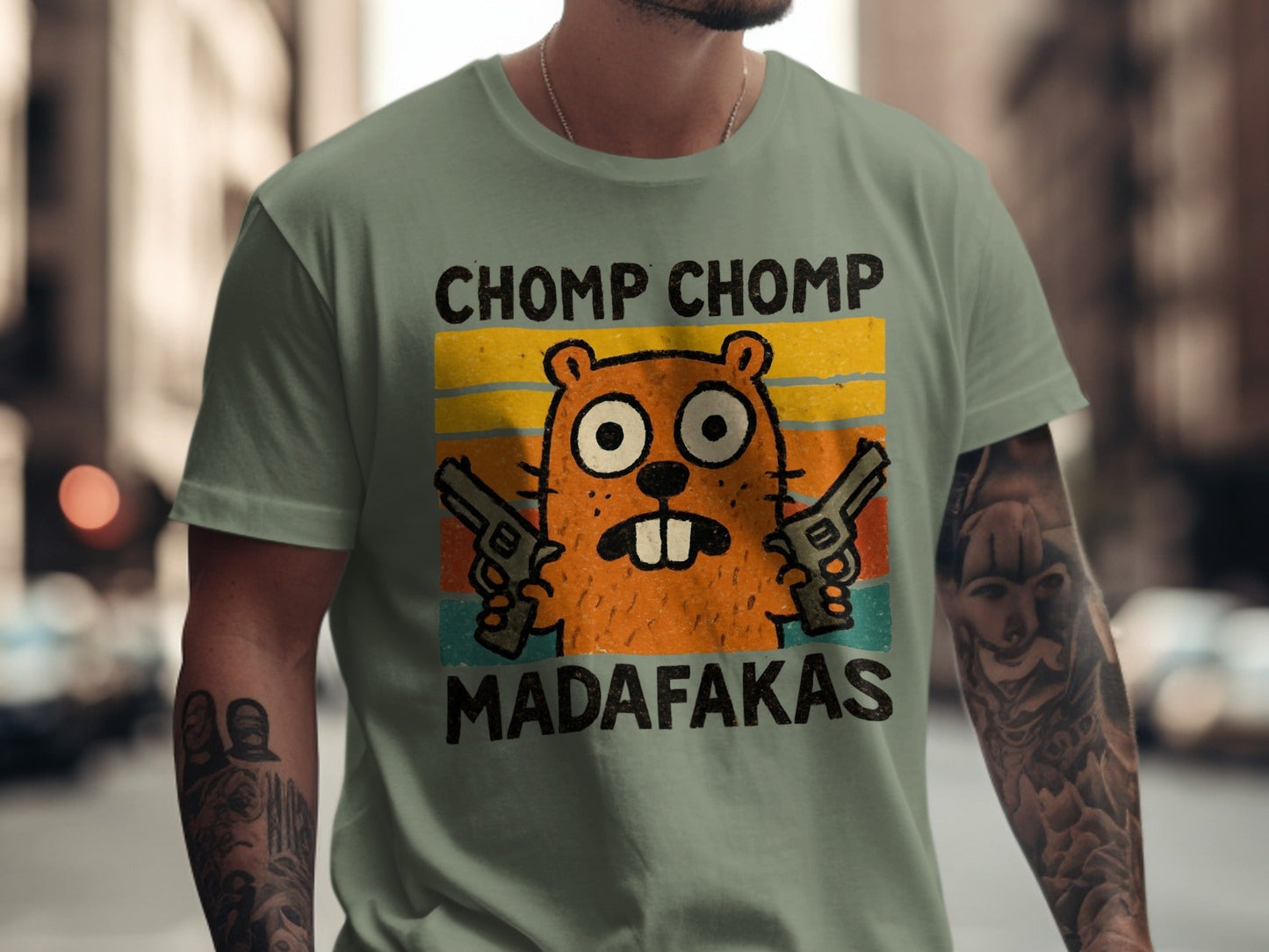 Chomp Chomp Madafakas T-Shirt, Funny Beaver Shirt, Animal Lover Gift, Retro Style Tee, Graphic Tee for Men and Women, Sarcastic T-Shirt - IconVexa