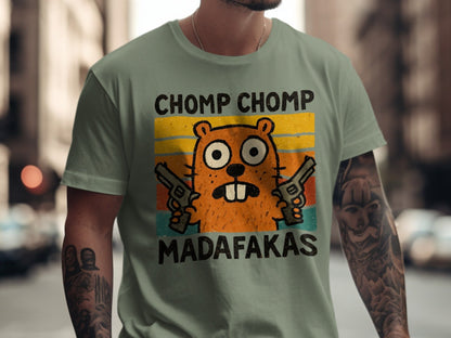 Chomp Chomp Madafakas T-Shirt, Funny Beaver Shirt, Animal Lover Gift, Retro Style Tee, Graphic Tee for Men and Women, Sarcastic T-Shirt - IconVexa