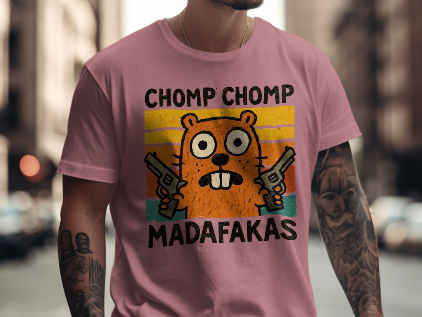 Chomp Chomp Madafakas T-Shirt, Funny Beaver Shirt, Animal Lover Gift, Retro Style Tee, Graphic Tee for Men and Women, Sarcastic T-Shirt - IconVexa