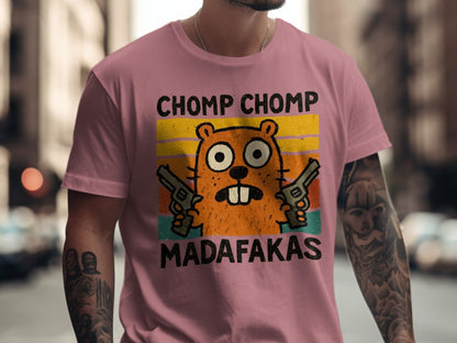 Chomp Chomp Madafakas T-Shirt, Funny Beaver Shirt, Animal Lover Gift, Retro Style Tee, Graphic Tee for Men and Women, Sarcastic T-Shirt - IconVexa