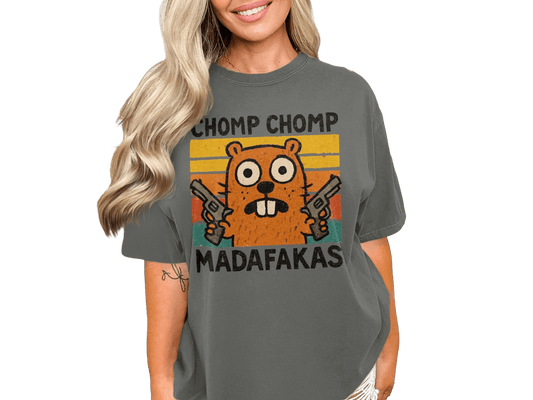 Chomp Chomp Madafakas T-Shirt, Funny Beaver Shirt, Animal Lover Gift, Retro Style Tee, Graphic Tee for Men and Women, Sarcastic T-Shirt - IconVexa