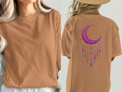 Crescent Moon Crystals T-Shirt, Celestial T-Shirt, Witchy Shirt, Spiritual Shirt, Gift for Her, Dreamy Tee, Trending T-Shirt - IconVexa