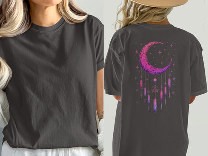 Crescent Moon Crystals T-Shirt, Celestial T-Shirt, Witchy Shirt, Spiritual Shirt, Gift for Her, Dreamy Tee, Trending T-Shirt - IconVexa