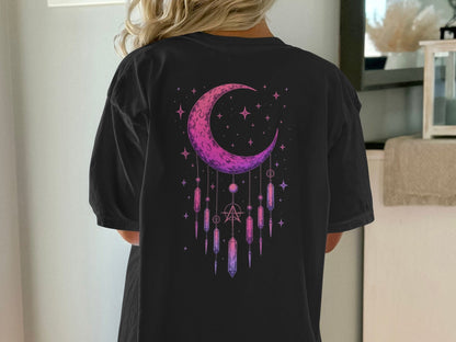 Crescent Moon Crystals T-Shirt, Celestial T-Shirt, Witchy Shirt, Spiritual Shirt, Gift for Her, Dreamy Tee, Trending T-Shirt - IconVexa