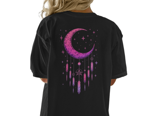 Crescent Moon Crystals T-Shirt, Celestial T-Shirt, Witchy Shirt, Spiritual Shirt, Gift for Her, Dreamy Tee, Trending T-Shirt - IconVexa