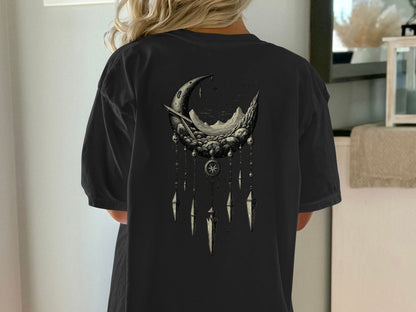 Crescent Moon Dreamcatcher T Shirt, Celestial T Shirt, Gothic Shirt, Boho T Shirt, Witchy Clothing, Gift for Her - IconVexa