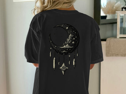 Crescent Moon T-Shirt, Celestial Shirt, Dreamcatcher Tee, Witchy Clothing, Moon Phase Tshirt, Gothic Apparel, Trendy T Shirt, Gift for Her - IconVexa
