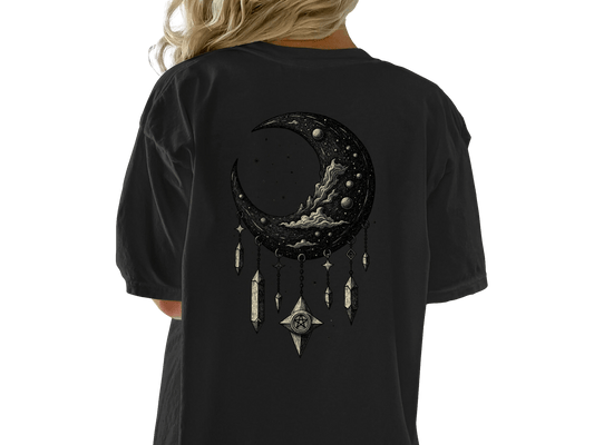 Crescent Moon T-Shirt, Celestial Shirt, Dreamcatcher Tee, Witchy Clothing, Moon Phase Tshirt, Gothic Apparel, Trendy T Shirt, Gift for Her - IconVexa