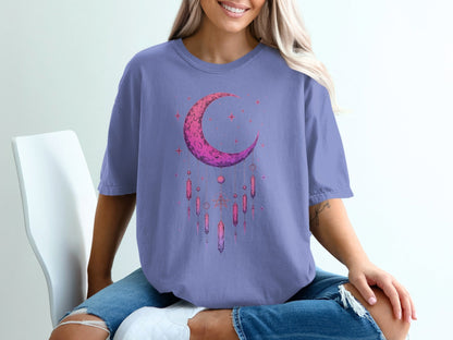 Crescent Moon with Starry Sky Symbol Art Print T-Shirt - IconVexa