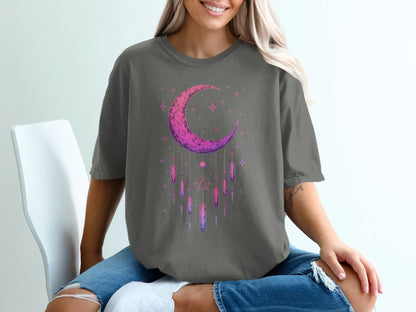 Crescent Moon with Starry Sky Symbol Art Print T-Shirt - IconVexa
