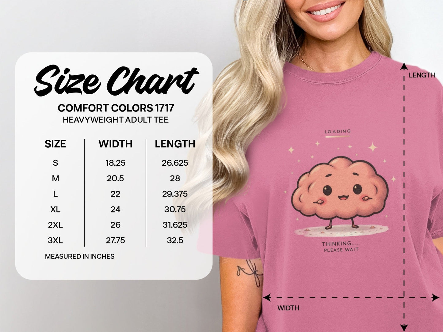 Cute Brain T-Shirt, Thinking Please Wait Tee, Funny T-Shirt, Kawaii T-Shirt, Animated Brain Shirt, Cartoon Brain Tee, Gift for Thinkers - IconVexa