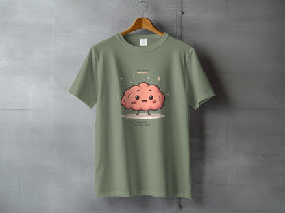 Cute Brain T-Shirt, Thinking Please Wait Tee, Funny T-Shirt, Kawaii T-Shirt, Animated Brain Shirt, Cartoon Brain Tee, Gift for Thinkers - IconVexa