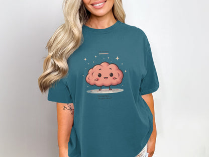 Cute Brain T-Shirt, Thinking Please Wait Tee, Funny T-Shirt, Kawaii T-Shirt, Animated Brain Shirt, Cartoon Brain Tee, Gift for Thinkers - IconVexa