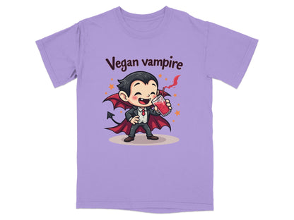 Cute Vegan Vampire Cartoon Character Graphic Art T-Shirt - IconVexa