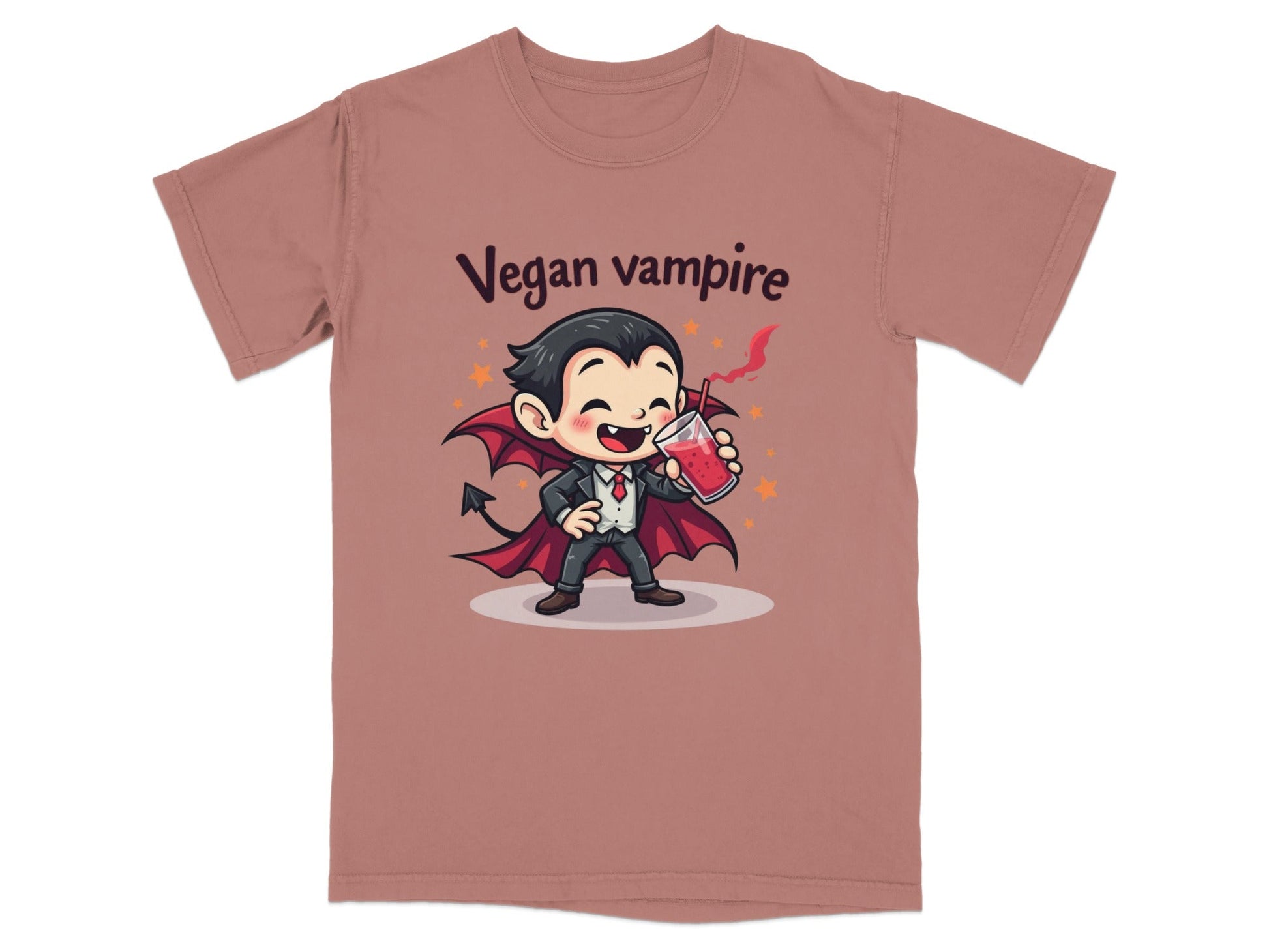 Cute Vegan Vampire Cartoon Character Graphic Art T-Shirt - IconVexa