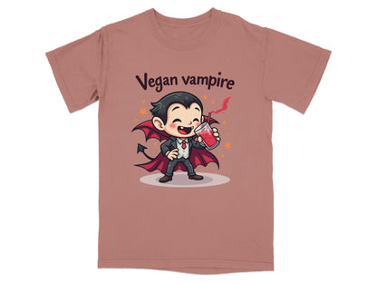 Cute Vegan Vampire Cartoon Character Graphic Art T-Shirt - IconVexa
