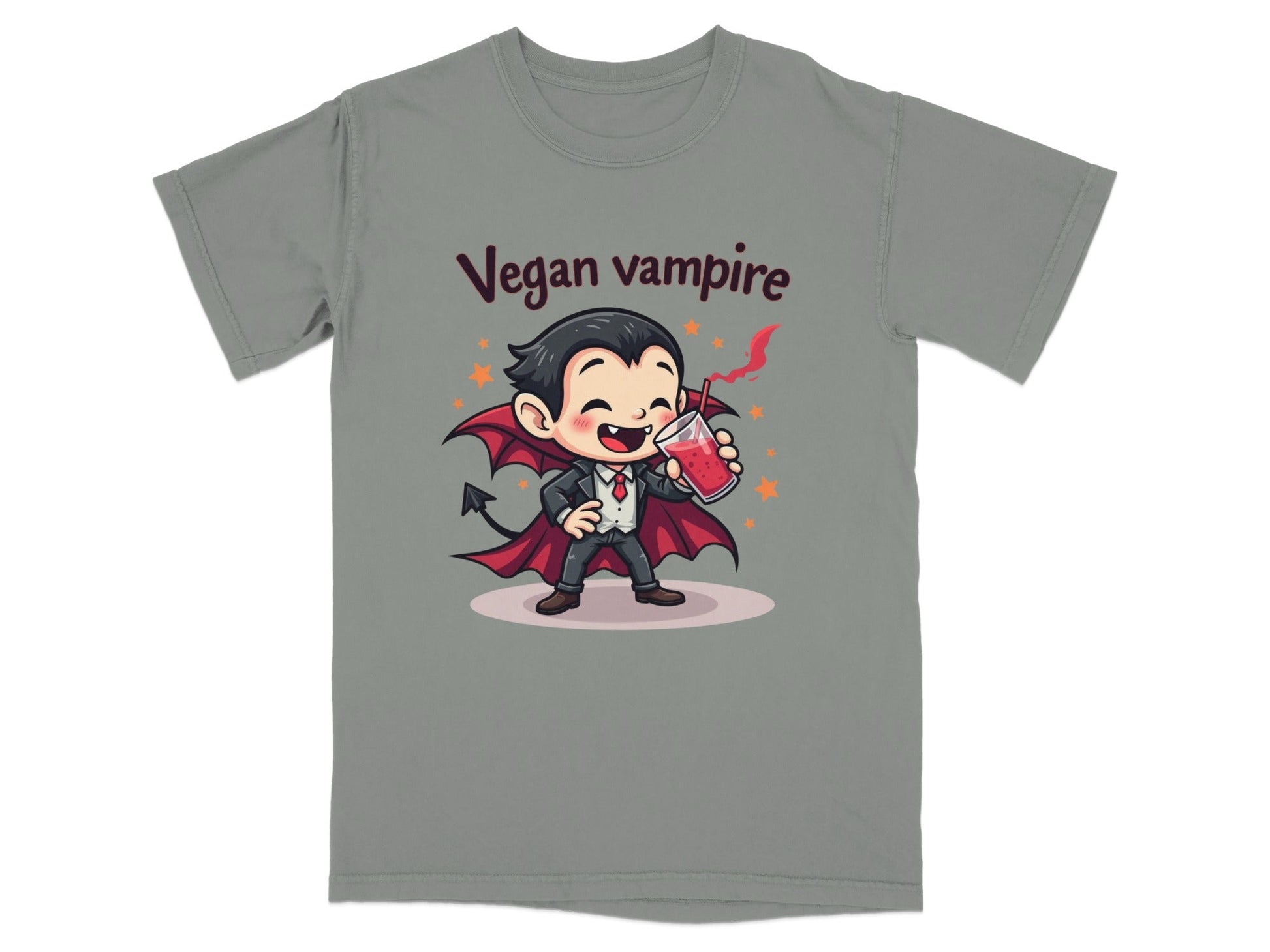 Cute Vegan Vampire Cartoon Character Graphic Art T-Shirt - IconVexa