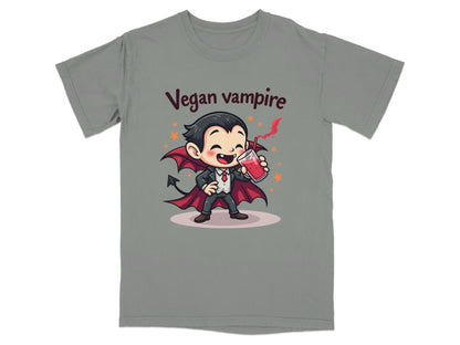 Cute Vegan Vampire Cartoon Character Graphic Art T-Shirt - IconVexa