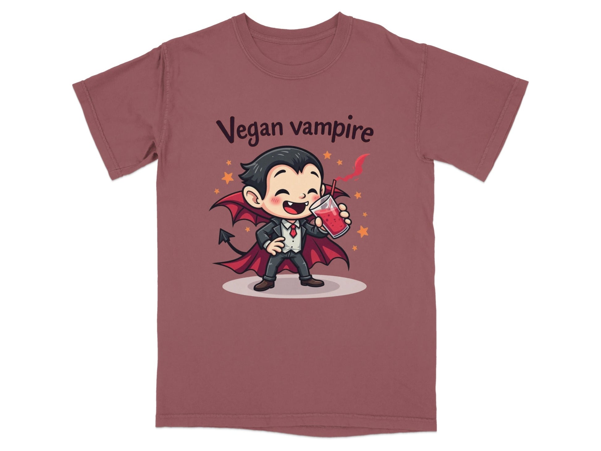 Cute Vegan Vampire Cartoon Character Graphic Art T-Shirt - IconVexa