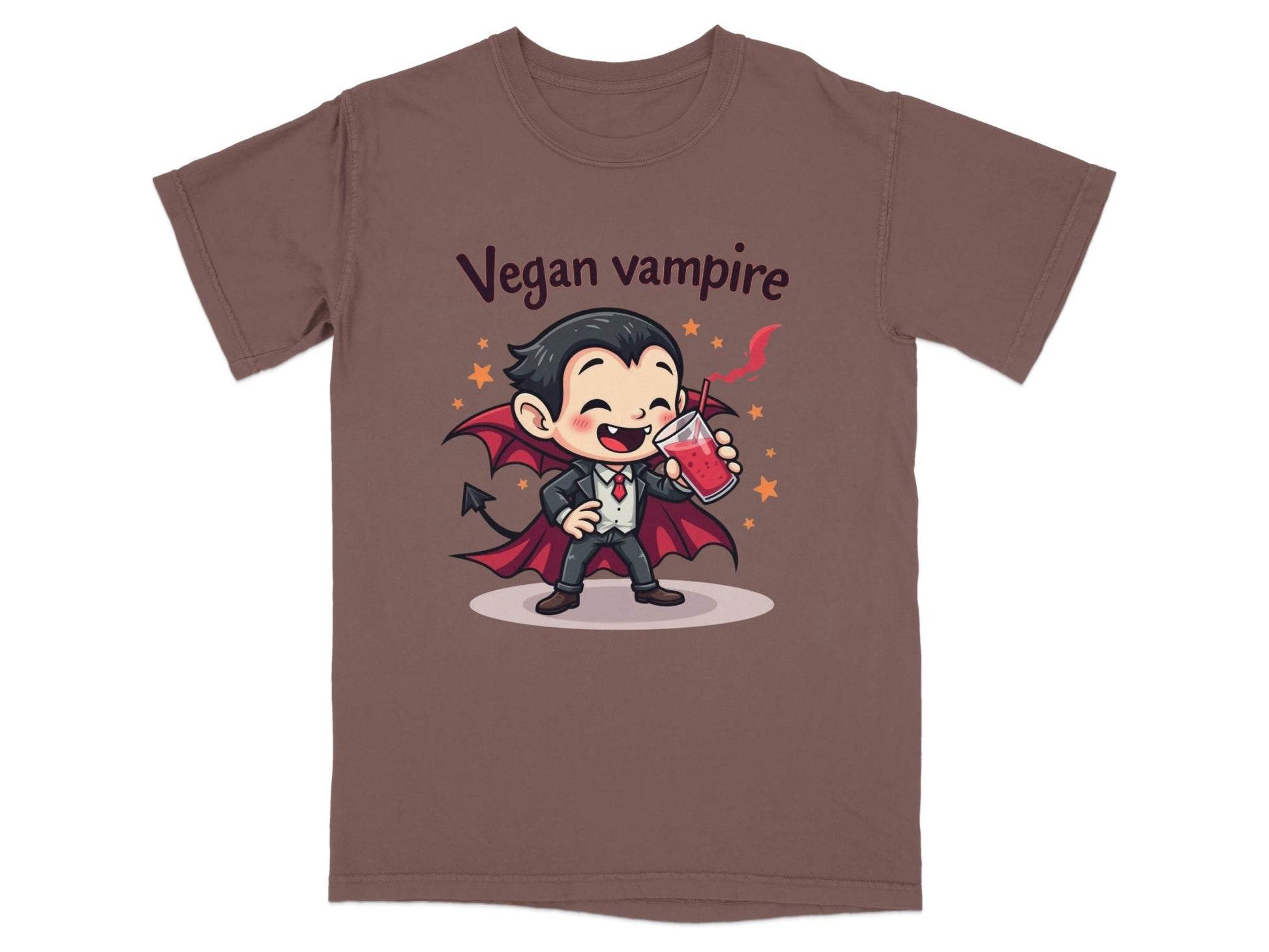Cute Vegan Vampire Cartoon Character Graphic Art T-Shirt - IconVexa
