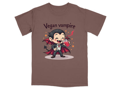 Cute Vegan Vampire Cartoon Character Graphic Art T-Shirt - IconVexa