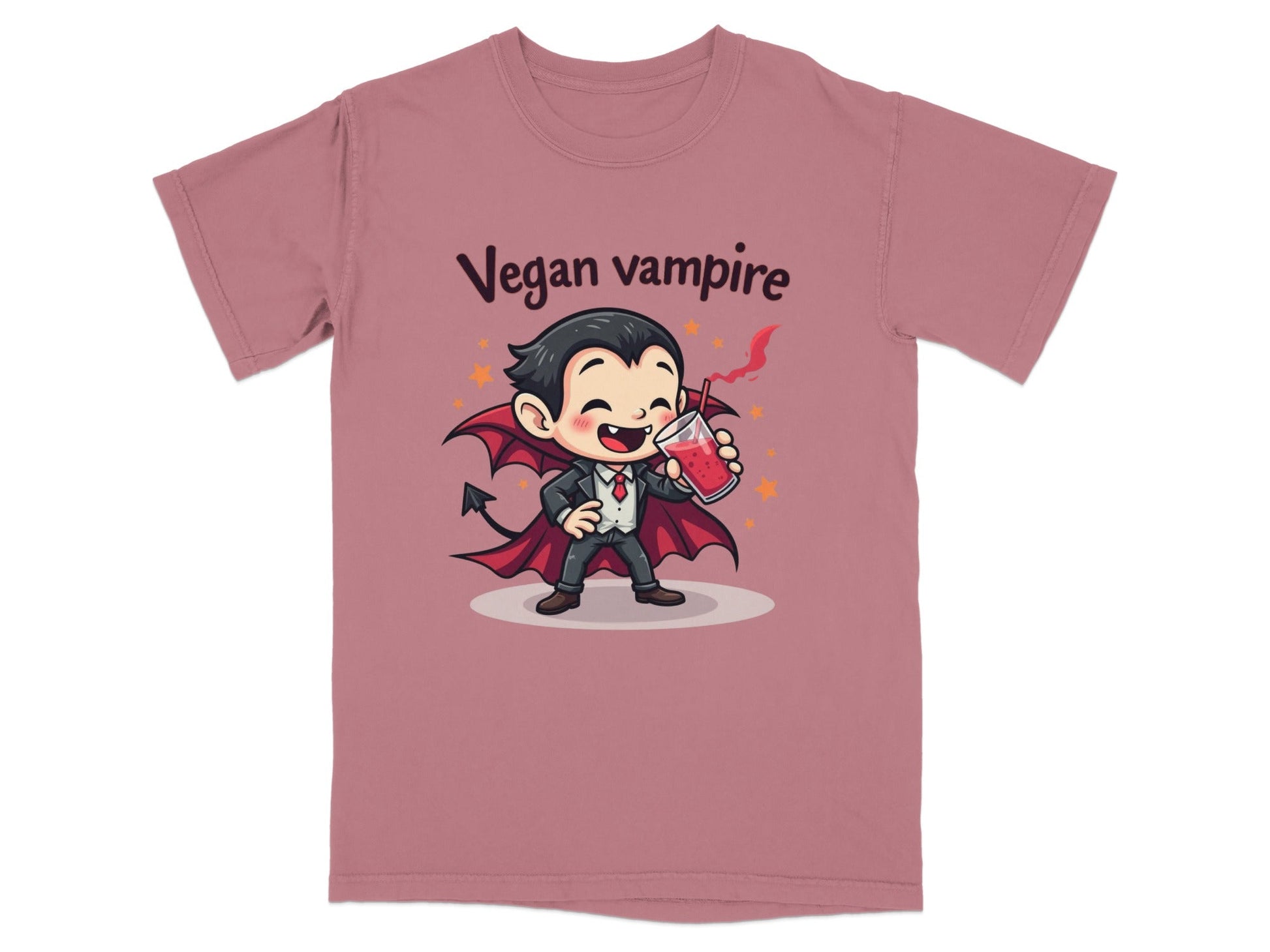 Cute Vegan Vampire Cartoon Character Graphic Art T-Shirt - IconVexa