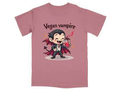 Cute Vegan Vampire Cartoon Character Graphic Art T-Shirt - IconVexa