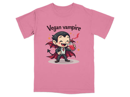 Cute Vegan Vampire Cartoon Character Graphic Art T-Shirt - IconVexa