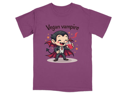 Cute Vegan Vampire Cartoon Character Graphic Art T-Shirt - IconVexa