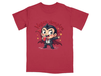 Cute Vegan Vampire Cartoon with Juice Graphic T-Shirt - IconVexa