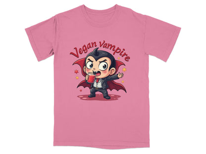 Cute Vegan Vampire Cartoon with Juice Graphic T-Shirt - IconVexa