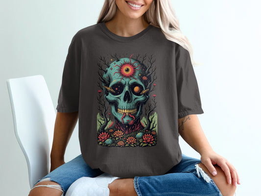 Colorful Skull Floral Artistic T-Shirt product type
