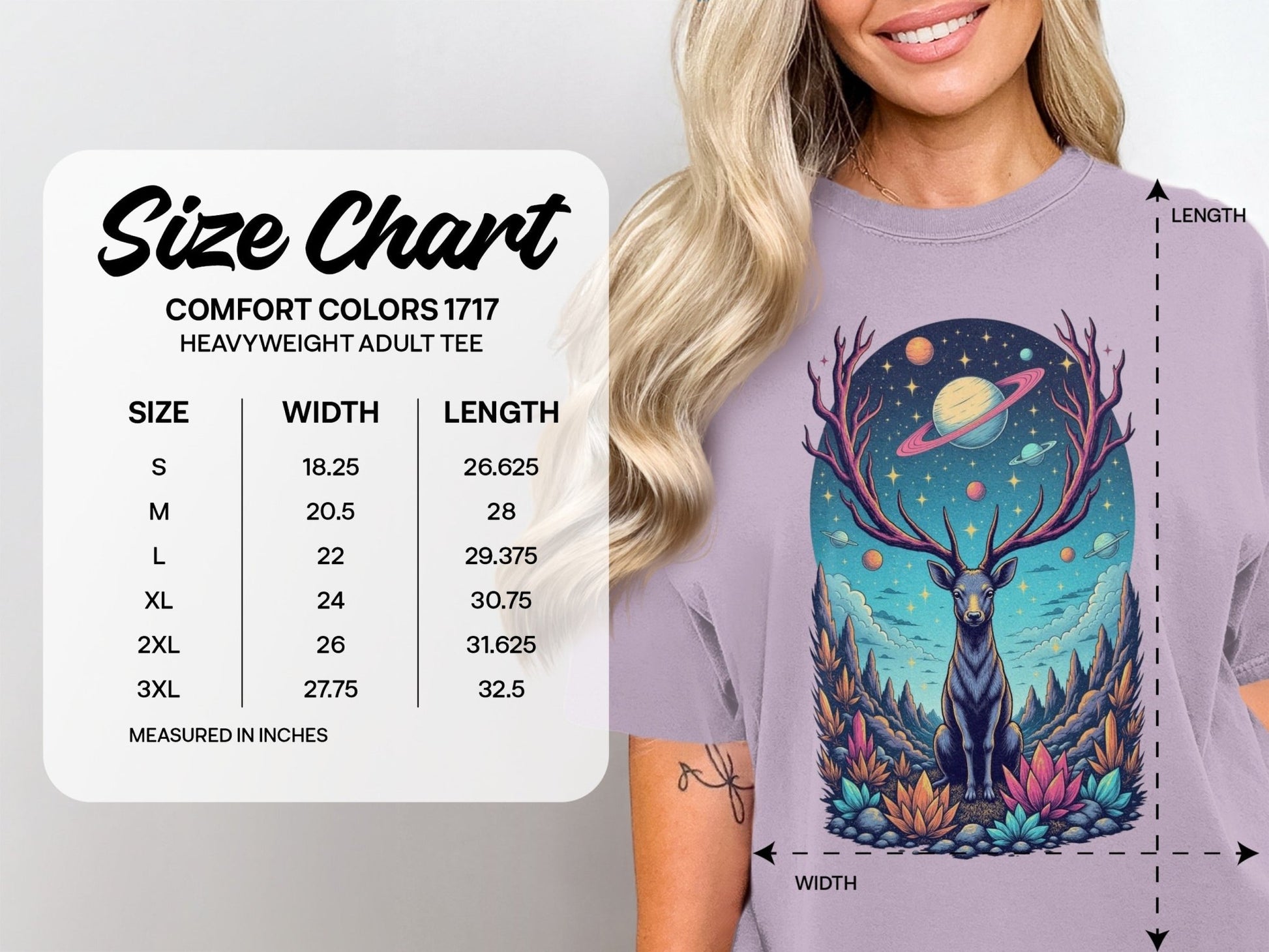 Deer Planets Space Graphic Astrology Nature Design T-Shirt - IconVexa