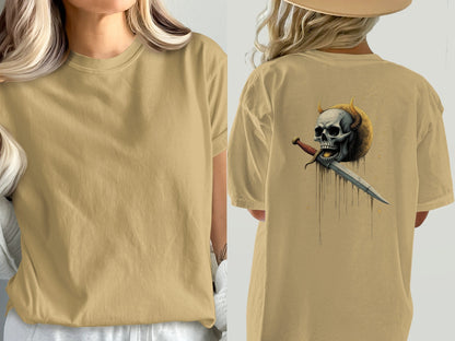 Devil Horned Skull Sword Graphic Fashion Premium T-Shirt - IconVexa