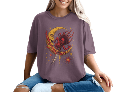 Devil Moon Design Featuring Sword Stars Illustrated T-Shirt - IconVexa